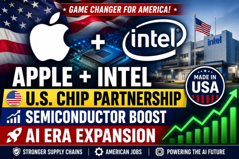 Apple and Intel partnership to manufacture chips in the United States, boosting the American semiconductor industry and AI infrastructure.