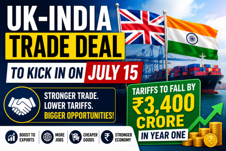 UK India Free Trade Deal July 15 2026 Tariff Cuts ₹3400 Crore