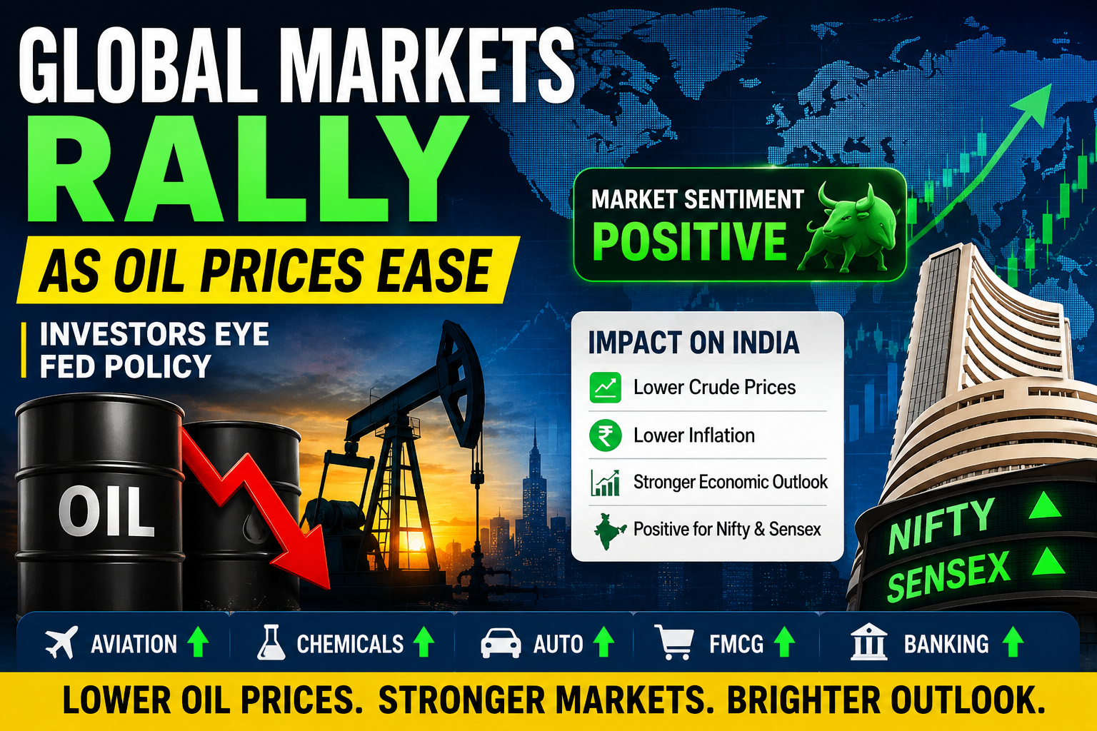 Global Markets Rally as Oil Prices Ease and Investors Eye Fed Policy